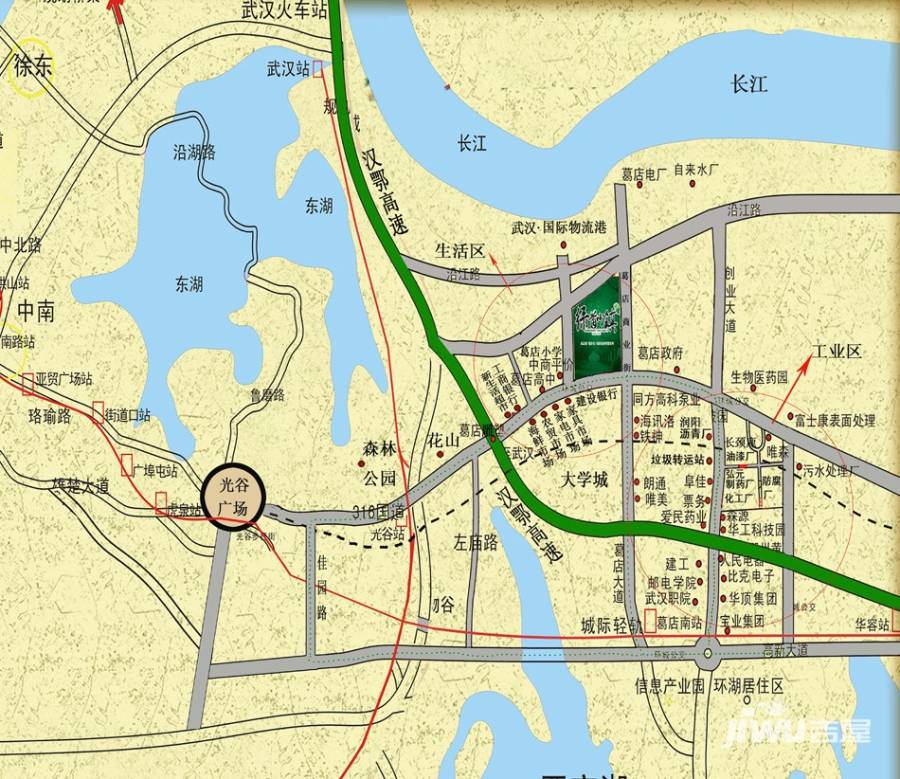 光谷佳园四期绿茵小镇位置交通图图片