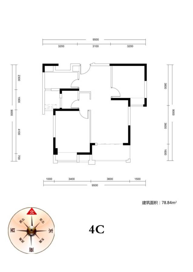 盤龍理想城盤龍理想城戶型圖 4c戶型 78㎡