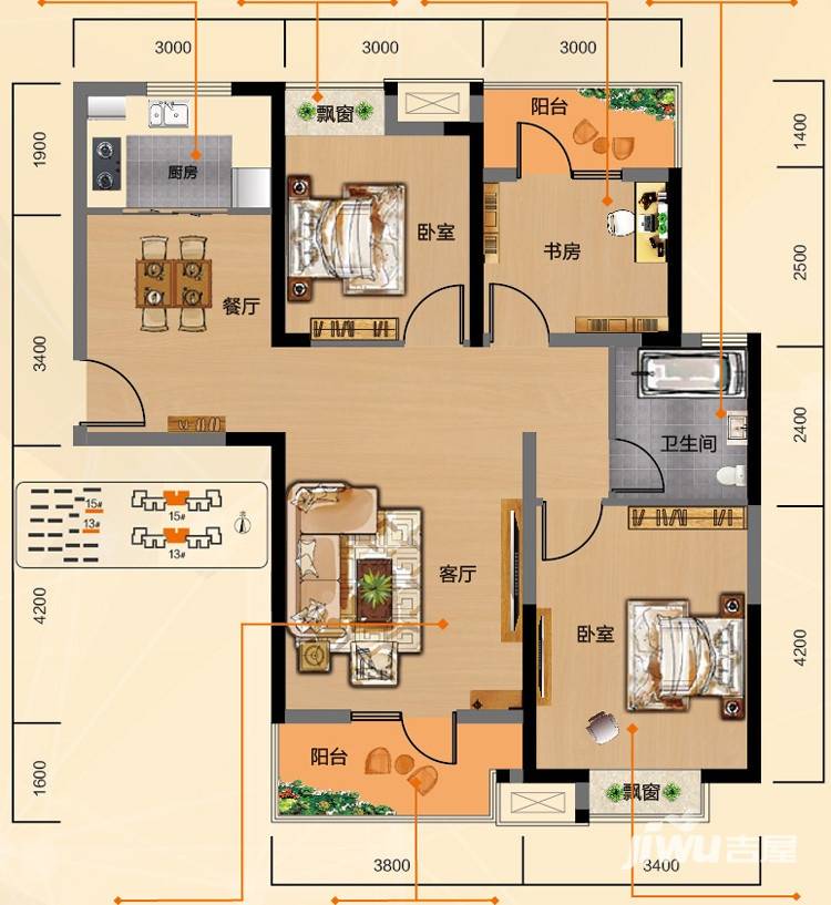 光谷满庭春MOMΛ普通住宅104㎡户型图