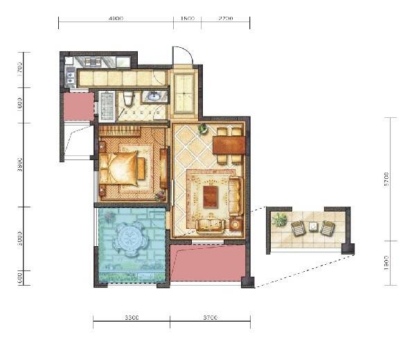 紫阳楚世家普通住宅68㎡户型图