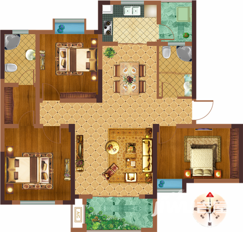 中建福地星城普通住宅126㎡户型图