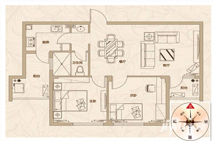 汉飞洋房印象普通住宅86㎡户型图