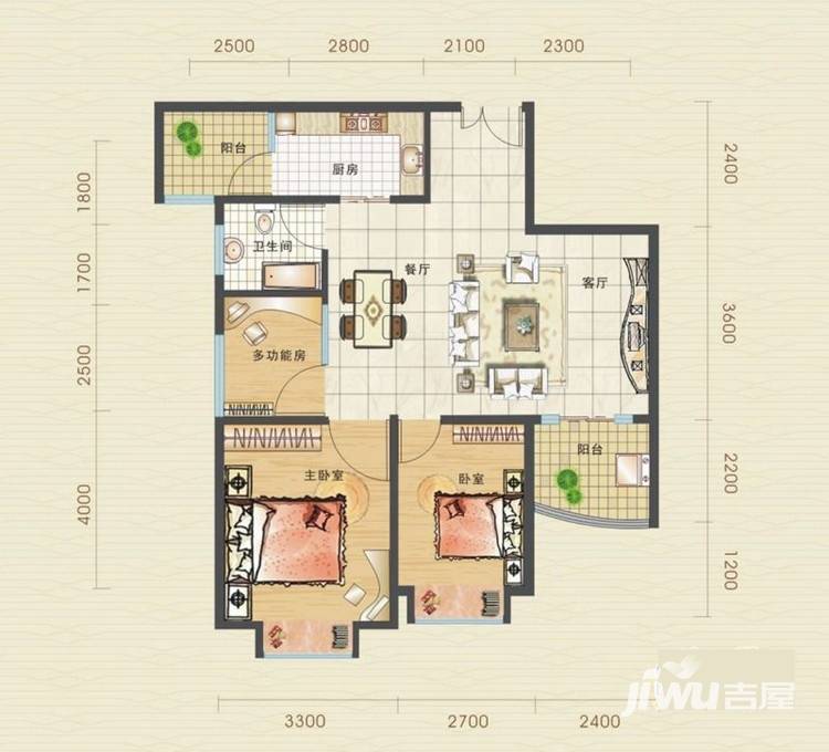 汉口北卓尔生活城普通住宅83.9㎡户型图