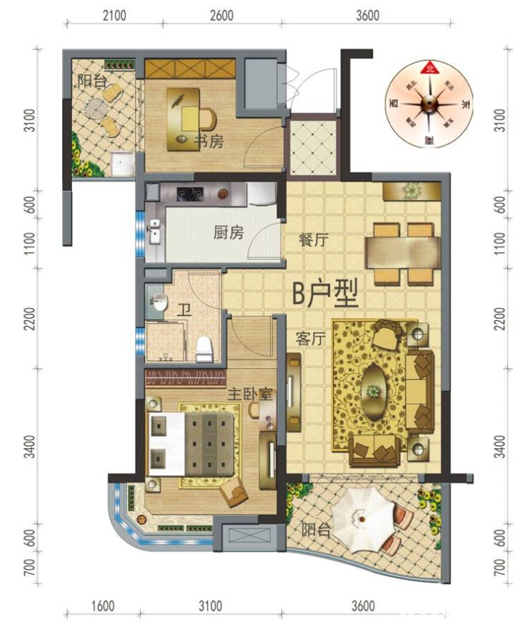 碧桂园生态城普通住宅73㎡户型图