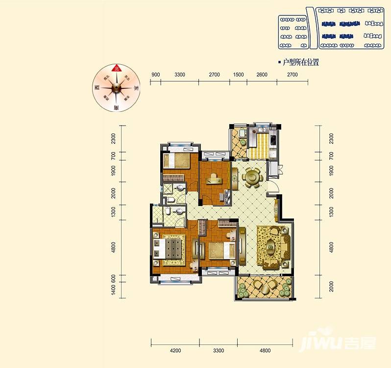 碧桂园生态城4室2厅2卫145.7㎡户型图