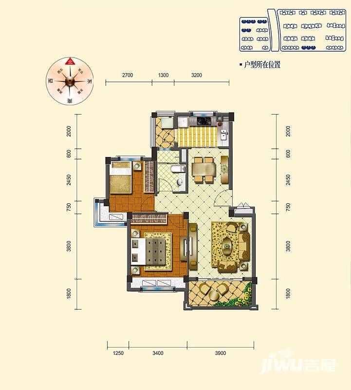 碧桂园生态城2室2厅1卫78.1㎡户型图