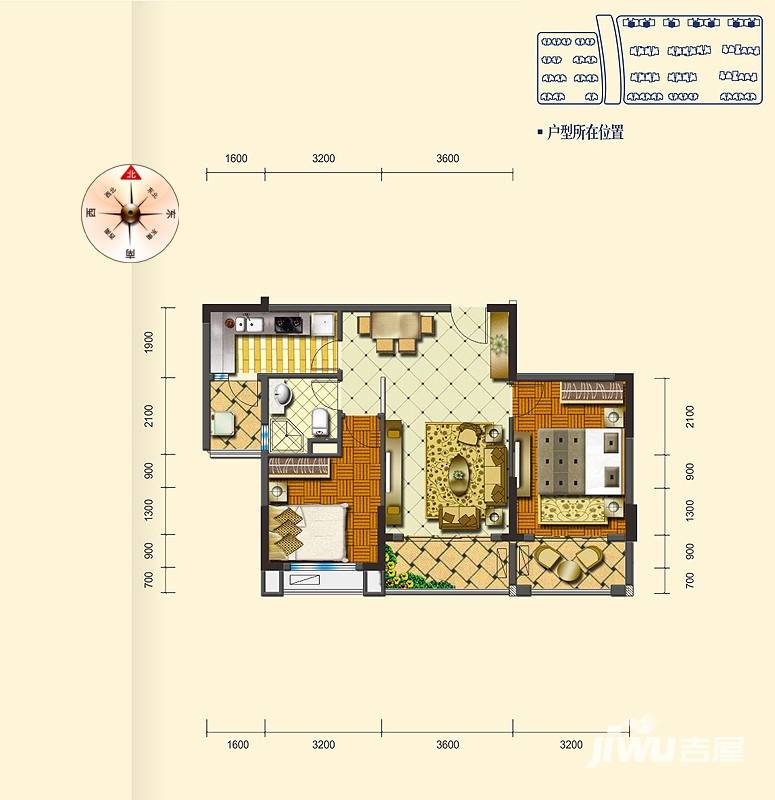 碧桂园生态城2室2厅1卫86.3㎡户型图