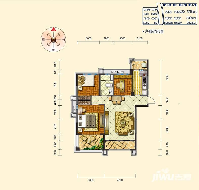 碧桂园生态城3室2厅1卫107.9㎡户型图