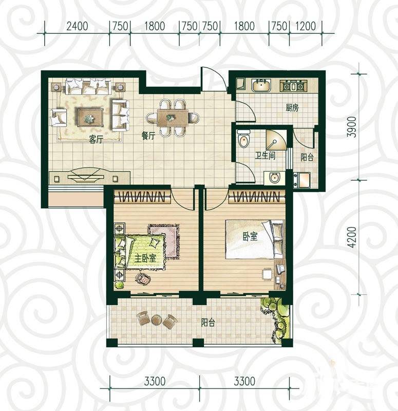 利加华庭普通住宅85㎡户型图