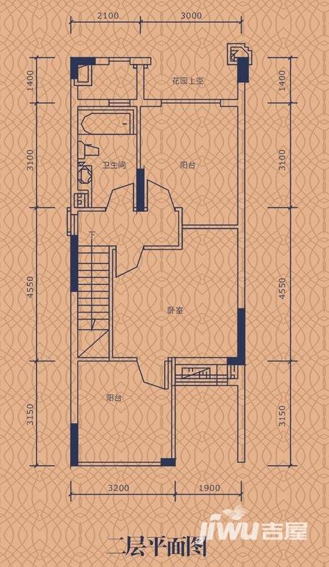 武汉锦绣香江武汉锦绣香江户型图 c户型2层原始户型图 4室2厅2卫 103.