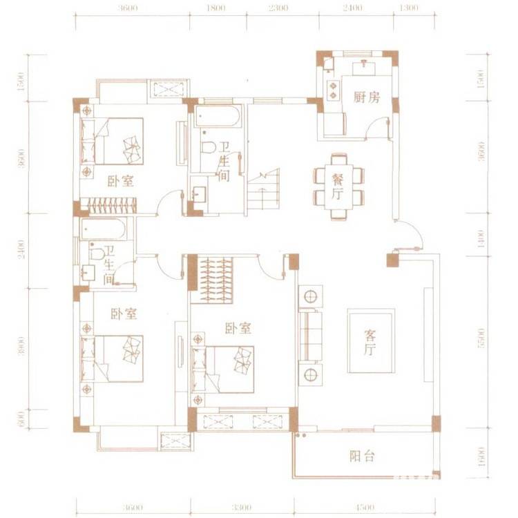 中建龙城5室3厅3卫220㎡户型图