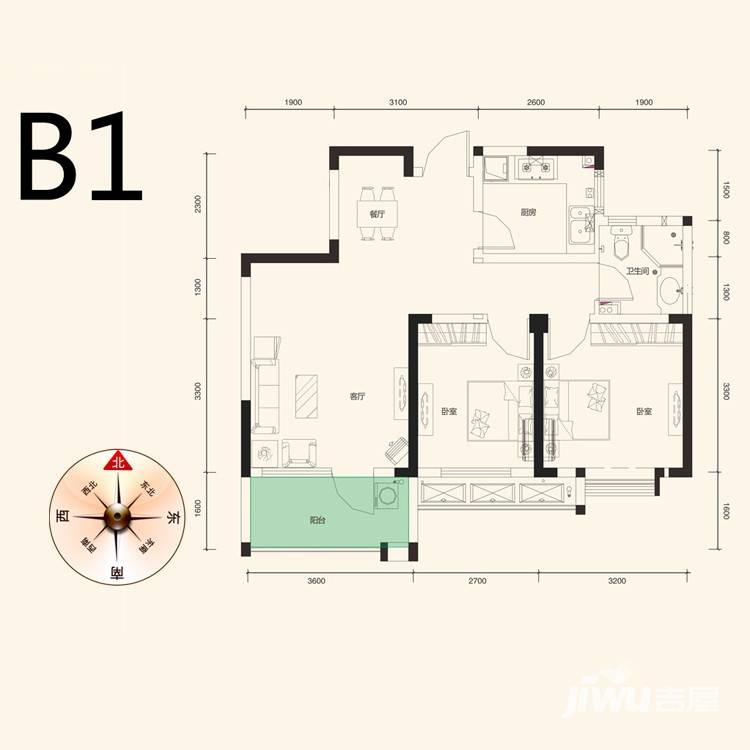 联投龙湾普通住宅79.8㎡户型图