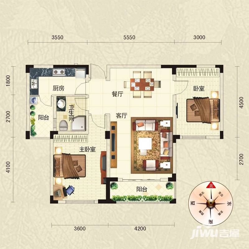 葛洲坝卡尔顿庄园普通住宅96㎡户型图