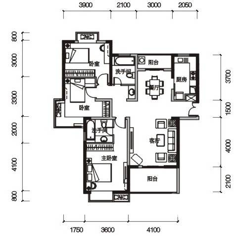 福星惠誉国际城普通住宅136.1㎡户型图