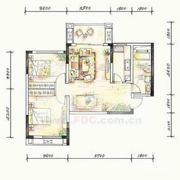 美林青城梧桐道普通住宅88㎡户型图