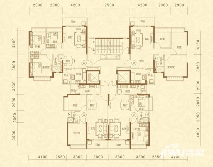 恒大名都普通住宅84㎡户型图