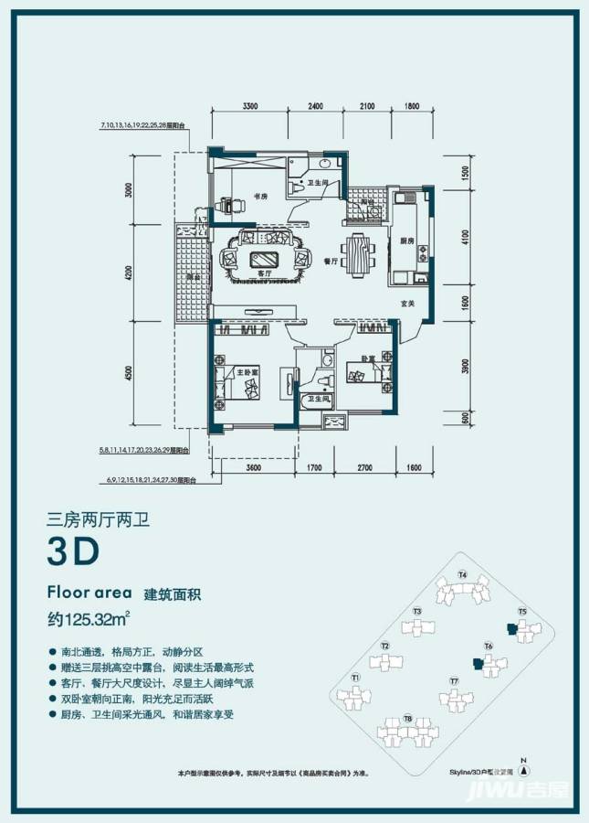 融科天城一期普通住宅101.3㎡户型图