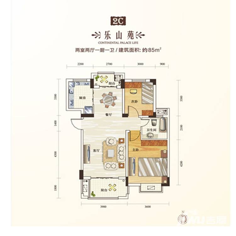 卧龙丽景湾三期普通住宅85㎡户型图