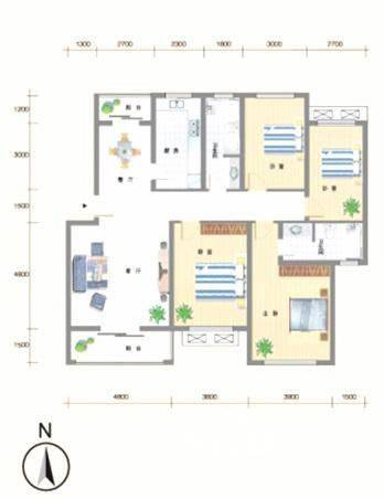 日月山水4室2厅2卫153㎡户型图