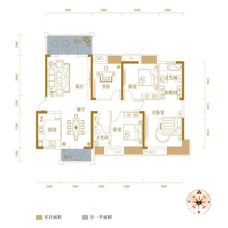 新长江香榭东沙普通住宅152.6㎡户型图