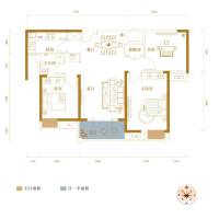 新长江香榭东沙3室2厅1卫103㎡户型图