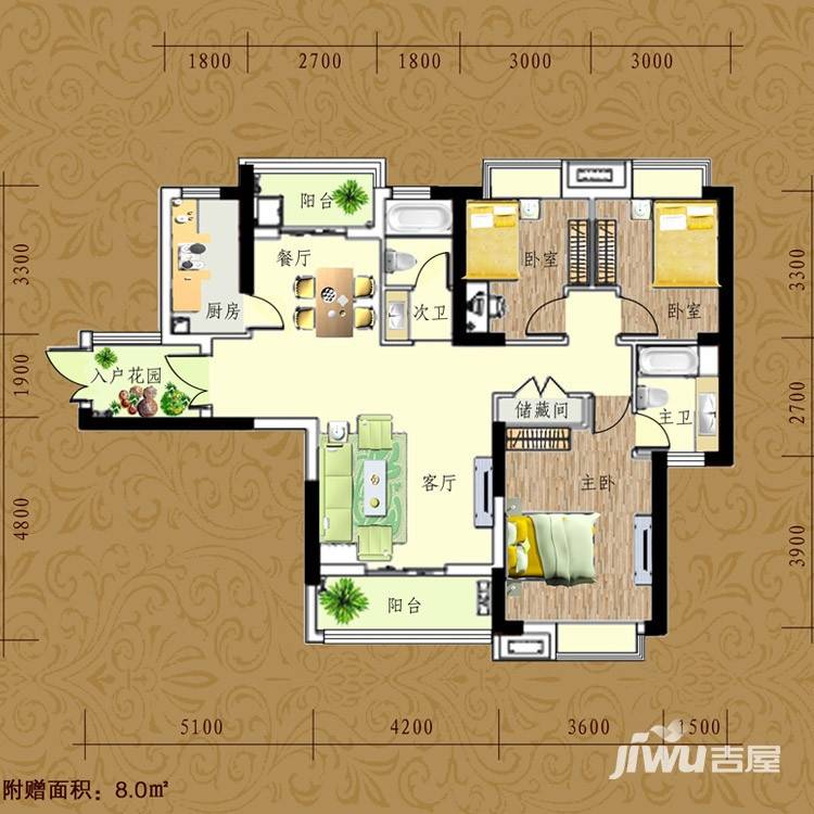 鸿发世纪城普通住宅125.1㎡户型图