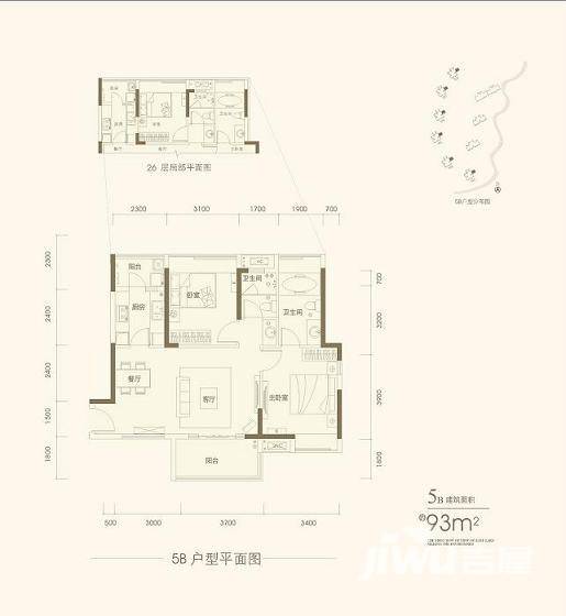 纯水岸·东湖普通住宅93㎡户型图