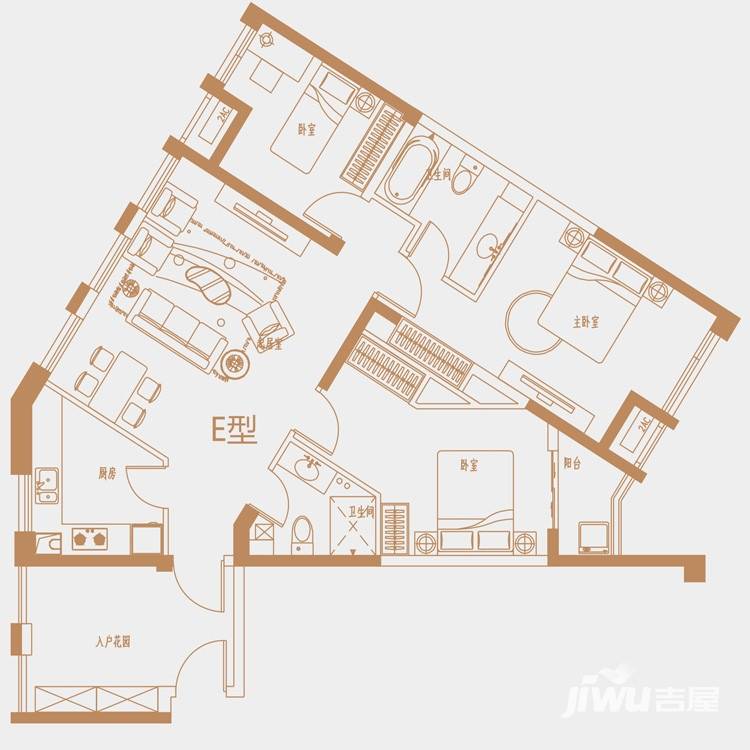 华润置地公馆3室2厅2卫110㎡户型图