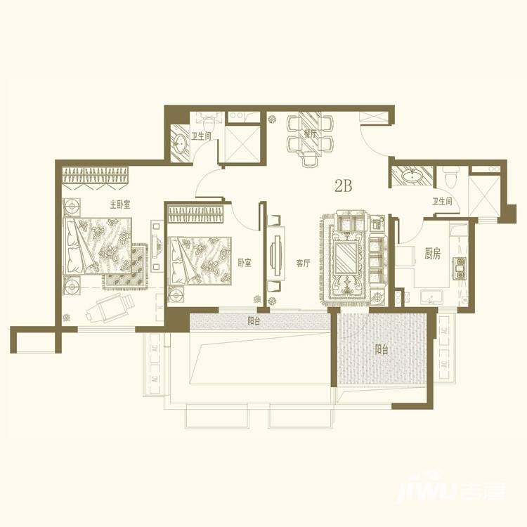 万科高尔夫城市花园普通住宅89㎡户型图