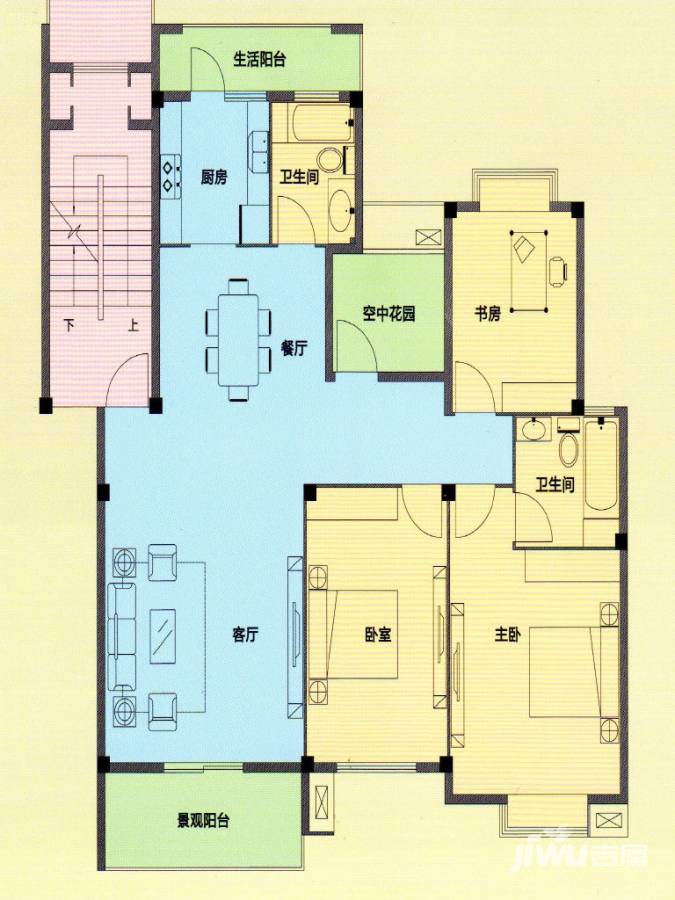 府前沁园3室2厅2卫143㎡户型图