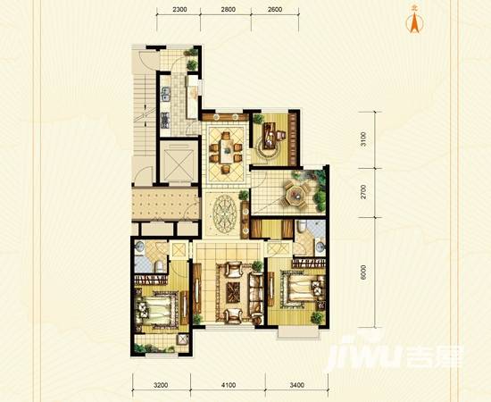 天成熙园4室2厅2卫139㎡户型图