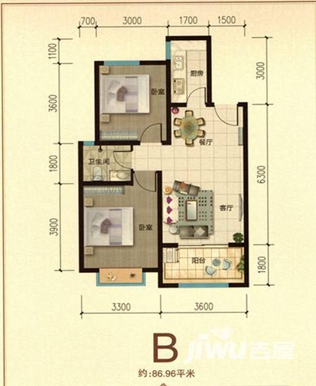 嘉禾一方普通住宅87㎡户型图