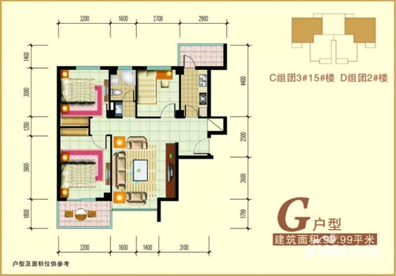 禧福泛海时代普通住宅100㎡户型图