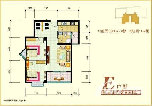 禧福泛海时代普通住宅84.6㎡户型图