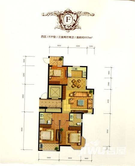 天成明月洲天成明月洲户型图 西区f户型 117㎡