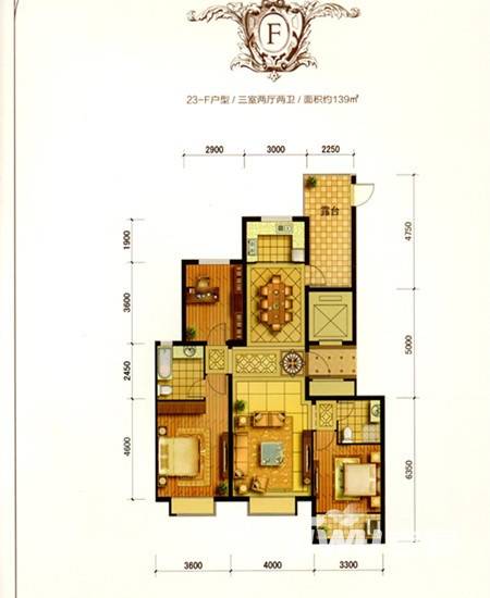 沧州天成明月洲天成明月洲户型图 23-f 139㎡户型图_首付金额_3室2厅2