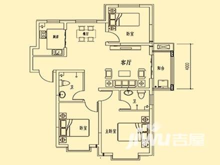 建工凤凰城3室2厅2卫120.8㎡户型图