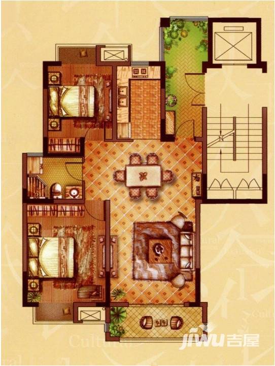 翰香府普通住宅95.3㎡户型图