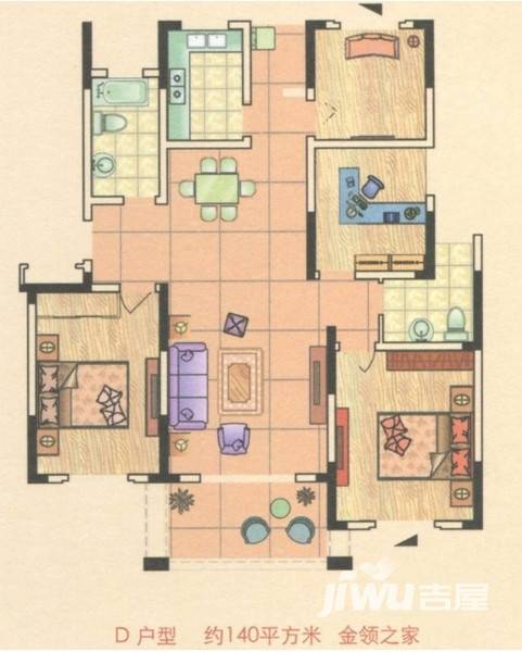 天宝领秀城普通住宅140㎡户型图