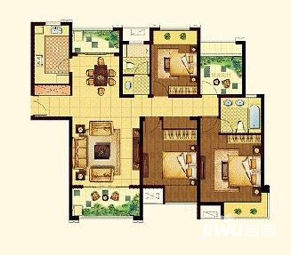 长江首府3室2厅2卫134㎡户型图