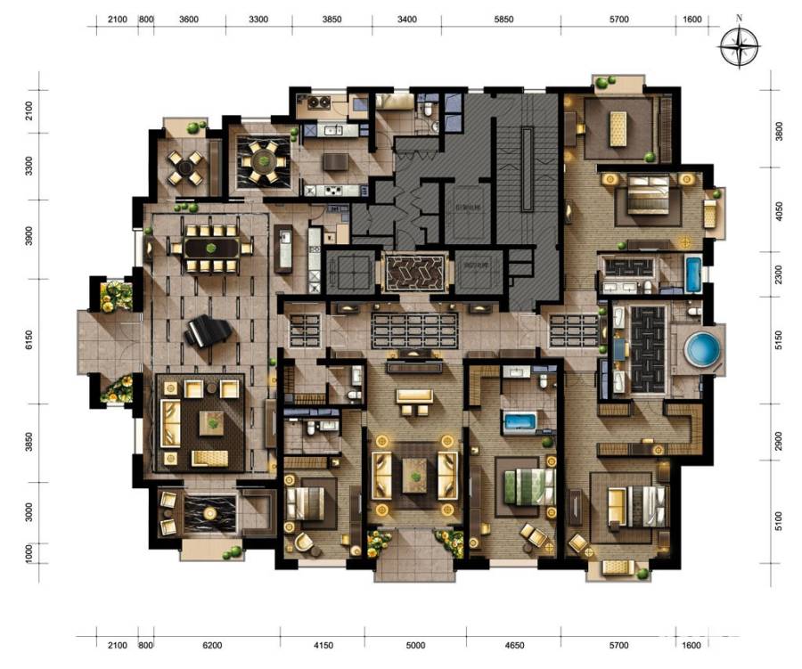 天津大都会5室5厅6卫650㎡户型图