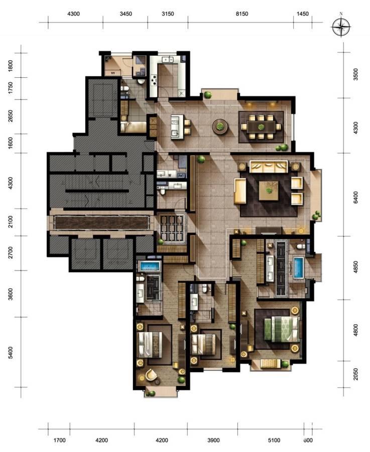 天津大都会4室5厅6卫360㎡户型图