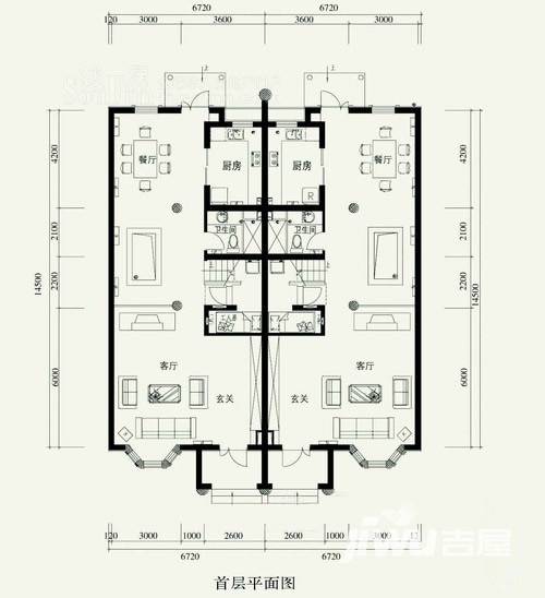 合生京津新城3室2厅1卫197.1㎡户型图