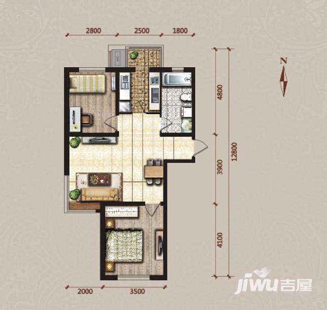 境界梅江普通住宅88㎡户型图