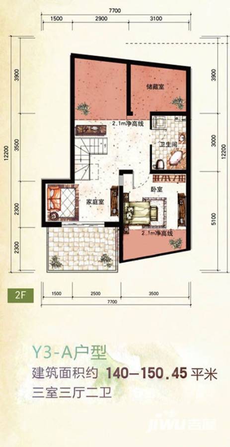 天房天和园3室2厅2卫140㎡户型图