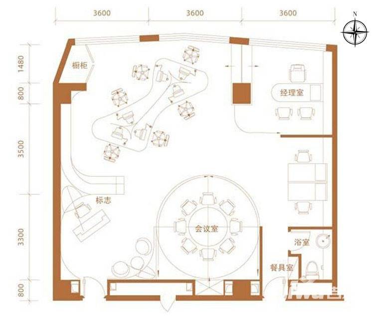 中惠熙元广场1室1厅1卫140㎡户型图