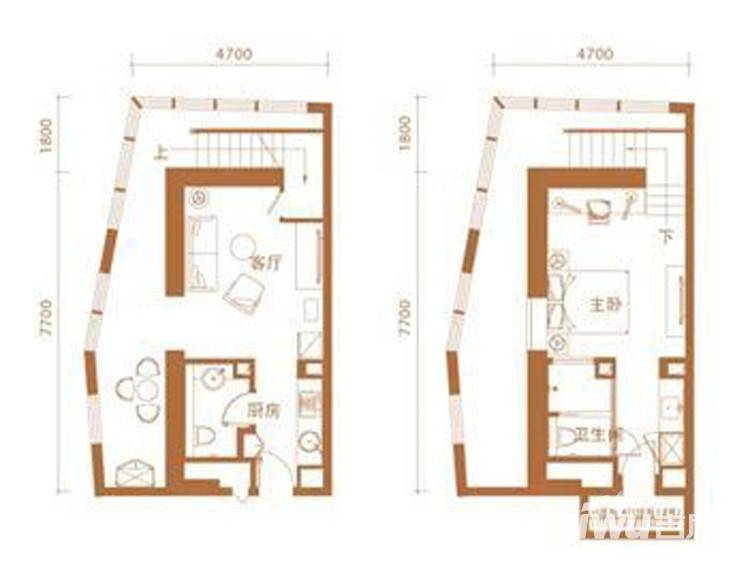 中惠熙元广场普通住宅66㎡户型图