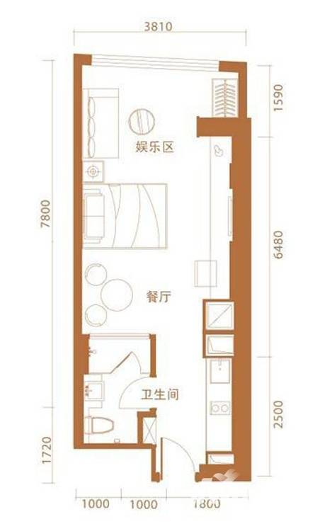 中惠熙元广场普通住宅50㎡户型图