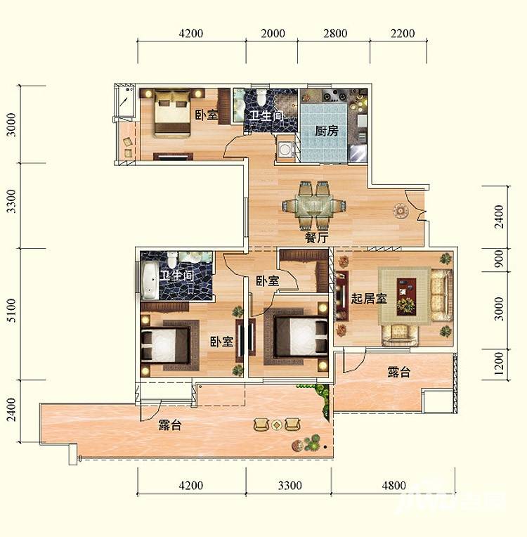 巴登巴登4室2厅2卫128㎡户型图