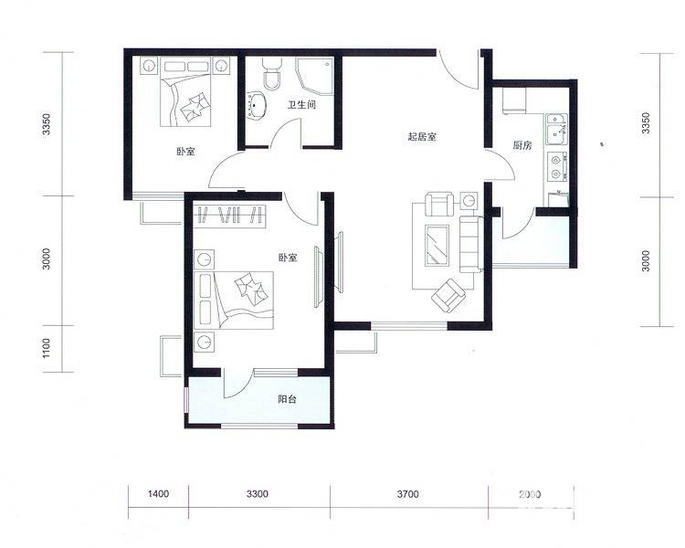 华城公邸普通住宅86.5㎡户型图